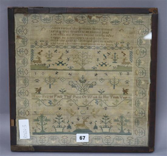 A Victorian sampler 34 x 34cm